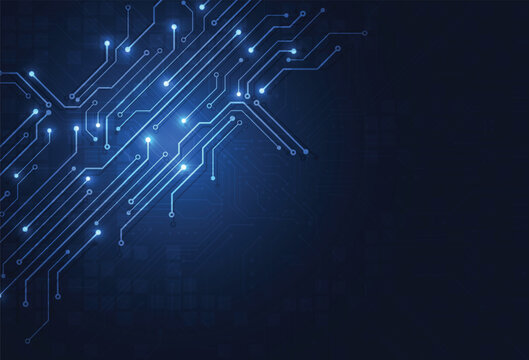 Abstract digital network of glowing blue lines and nodes on dark background technology concept for scientific and futuristic presentations background design vector illustration