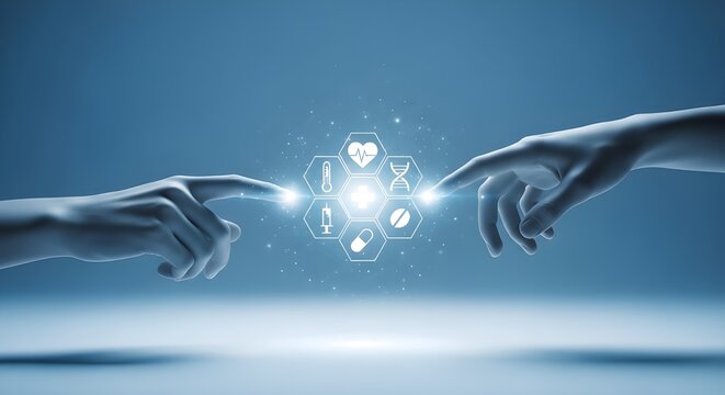patr&oacute;n de iconos de ciencia y atenci&oacute;n de la salud concepto de innovaci&oacute;n m&eacute;dica