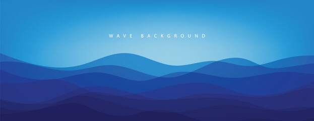 Blue Abstract Wave Background. Modern Flowing Ocean Banner Design