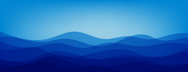 Obraz premium Blue Abstract Wave Background. Modern Flowing Ocean Banner Design