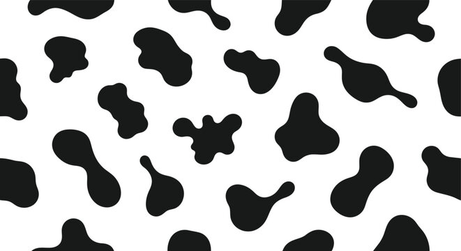 Black and white cow print pattern seamless background.