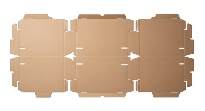 Unfolded cardboard box packaging template on transparent background
