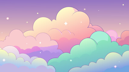 Obraz premium Seamless vector illustration of a cloudy night sky background featuring a nature pattern design with blue light and artistic cloudscape elements for a bright heaven wallpaper