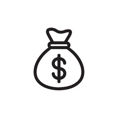 Fototapeta premium Money bag icon with dollar sign for finance and banking concepts investment wealth and savings symbol isolated on transparent background for business accounting ui elements