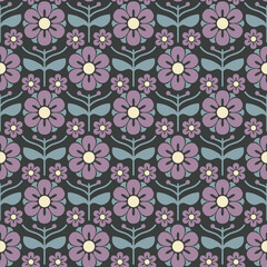 Vintage Retro 70s Modern Geometric Floral seamless pattern. design, for fabric, wrapping, textile, wallpaper. Vector Illustration