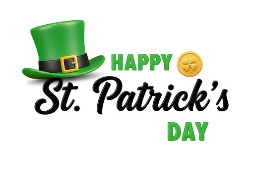 Happy St. Patricks Day with hat and gold coin