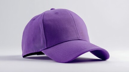 Purple baseball cap on purple background. Simple and stylish headwear for sports, casual wear, or fashion concepts.