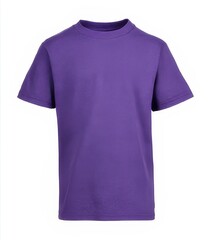 Purple plain short sleeve t-shirt on white background. Simple casual clothing item for fashion design, mockup, or e-commerce product display.