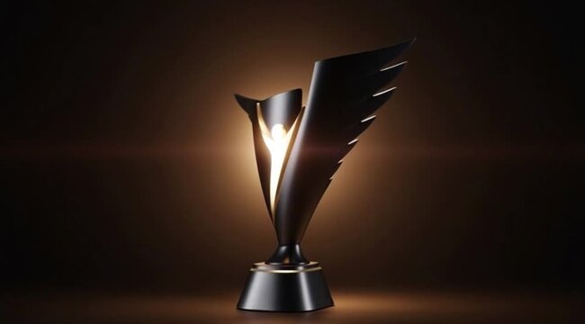 Award Trophy with Wings Centered Spotlight