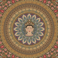 Obraz premium Traditional Tibetan Mandala with Goddess Parvati - Geometric Art