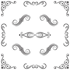 Fototapeta premium Set of black and white elegant ornamental dividers and page rules eps 10