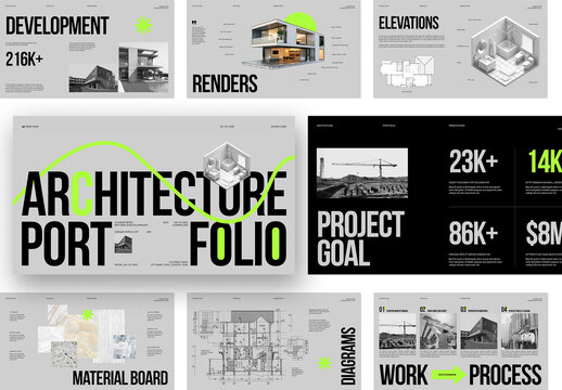 Modern and Clean Architecture Portfolio Presentation Template with Project Blueprint