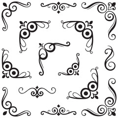 Set of black and white elegant ornamental dividers and page rules eps 10