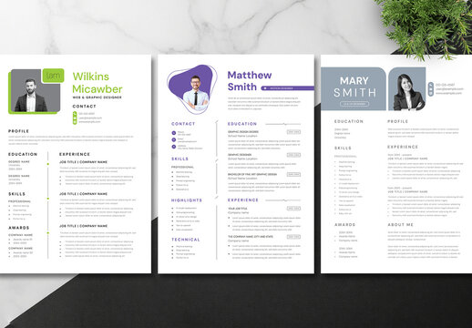 Modern Minimal Resume Template Set for Professionals