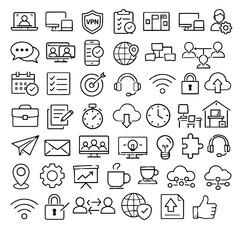 Fototapeta premium A collection of icons representing technology and communication elements in a grid layout