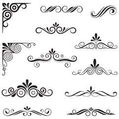 Set of black and white elegant ornamental dividers and page rules eps 10