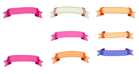 Obraz premium ribbons, colorful, vector, set, banner, decoration, festive, celebration, party, gift, wrapping, bow, curve, wave, stripe, stream, curl, twist, graphic, design, illustration, flat, modern, bright, vib