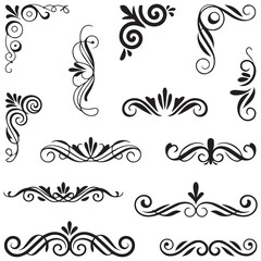 Fototapeta premium Set of black and white elegant ornamental dividers and page rules eps 10