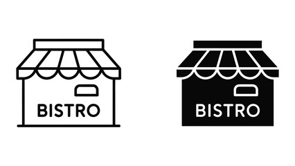 Bistro shop icons in black and white