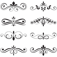 Set of black and white elegant ornamental dividers and page rules eps 10