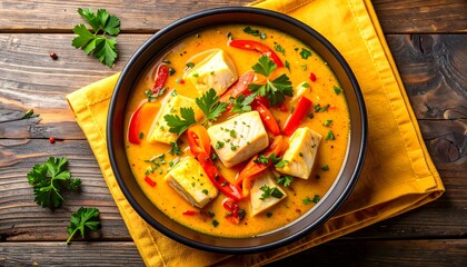 Bouillabaisse on Rustic Wooden Table