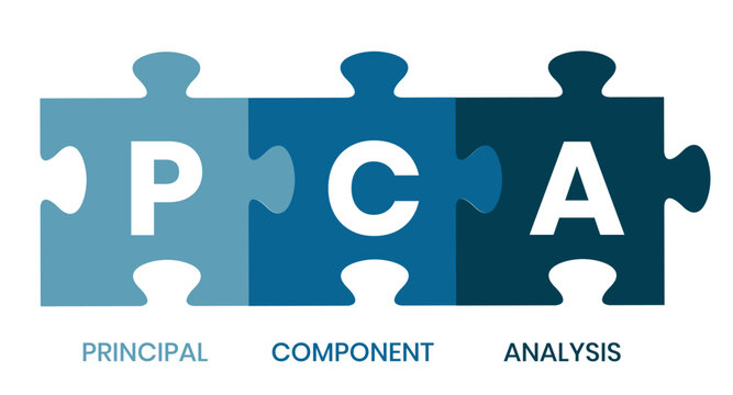 PCA, Principal Component Analysis acronym. Concept with keyword and icons. Flat vector illustration. Isolated on white