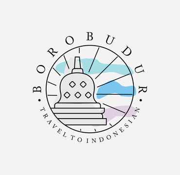 Minimalist Borobudur Temple Logo Line Art Design Template Of The Indonesian Buddhist	
