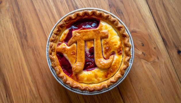 Pi Day Pie on Wood Background