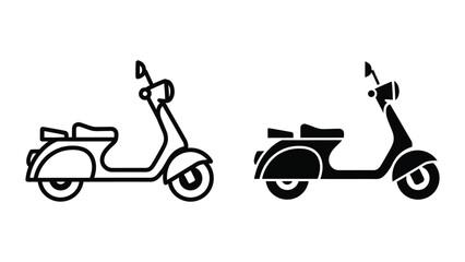 Black and white silhouettes of scooters on white background © Jahidul