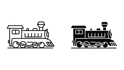 Naklejka premium Vintage Train Locomotive Icons
