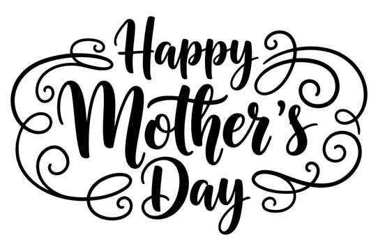 Happy mother's day calligraphy lettering with swirl decoration