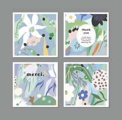 Floral Abstract Posters. Design for social media, cards, posters