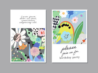 Floral Abstract Posters. Design for social media, cards, posters