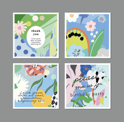 Floral Abstract Posters. Design for social media, cards, posters