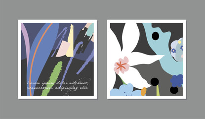 Floral Abstract Posters. Design for social media, cards, posters