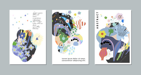 Floral Abstract Posters. Design for social media, cards, posters