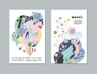 Floral Abstract Posters. Design for social media, cards, posters