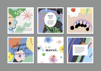 Floral Abstract Posters. Design for social media, cards, posters