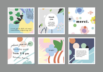 Floral Abstract Posters. Design for social media, cards, posters