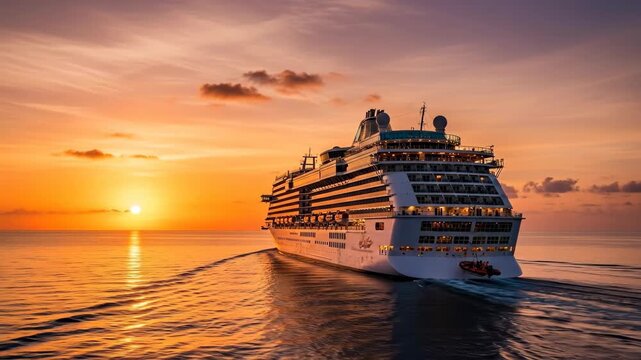 Travelers Setting Sail on a Sunset Cruise Across Calm Ocean Waters