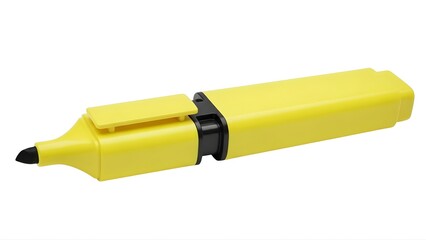 A bright yellow highlighter pen on transparent background