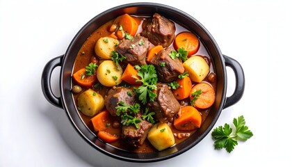 Boeuf Bourguignon on White Background 