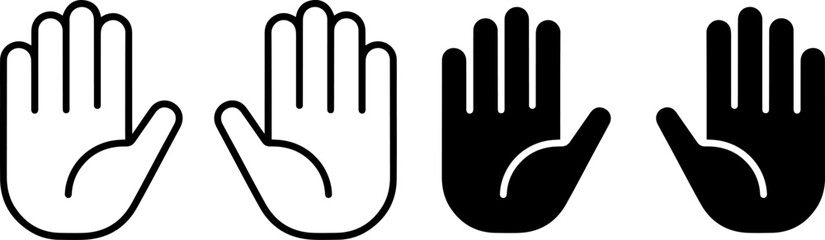 Obraz premium Hand gestures icons in black and white for communication design