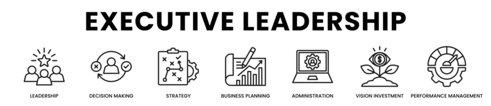 E11-Executive Leadership All In One Icon Multi Styles Vector Set