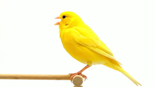 Yellow Canary Bird Perched on Branch.