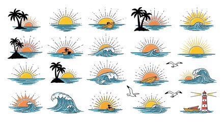 Obraz premium Collection of Beach and Ocean Elements.