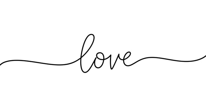 A simple, elegant, and minimalist black cursive script spelling out the word "love" on a clean white background.