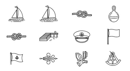 Sailing Sport and Marine Equipment Icons – Editable Stroke Vector Set © MdAmzad