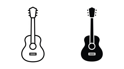 Naklejka premium Two acoustic guitars, one outlined and one filled, side by side