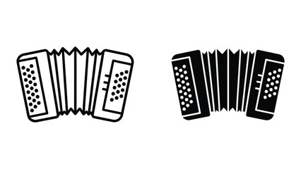 Two accordion illustrations in black and white
